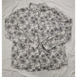 OLD NAVY Cotton Men's shirt Button-up White Black Sz XXL Floral Graphic
